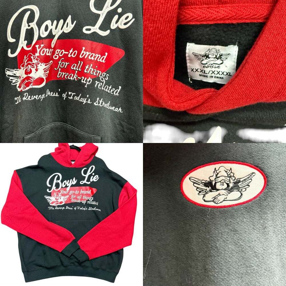 Boys Lie Revenge Racer Hoodie Black and Red Oversized Pullover